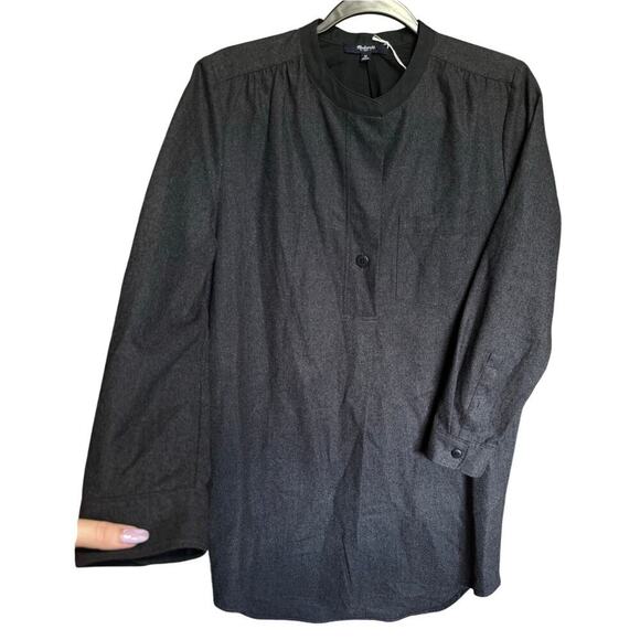 Madewell NWOT Flannel Latitude Shirt Dress Shift Wool Charcoal Grey Size Medium - Picture 2 of 11